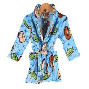 DISNEY TOY STORY TODDLER BOYS' BATHROBE WOODY BUZZ LIGHTYEAR ALIEN SIZE 2T